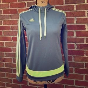 Adidas Grey Green Pullover Hoodie Womens XS 4-6